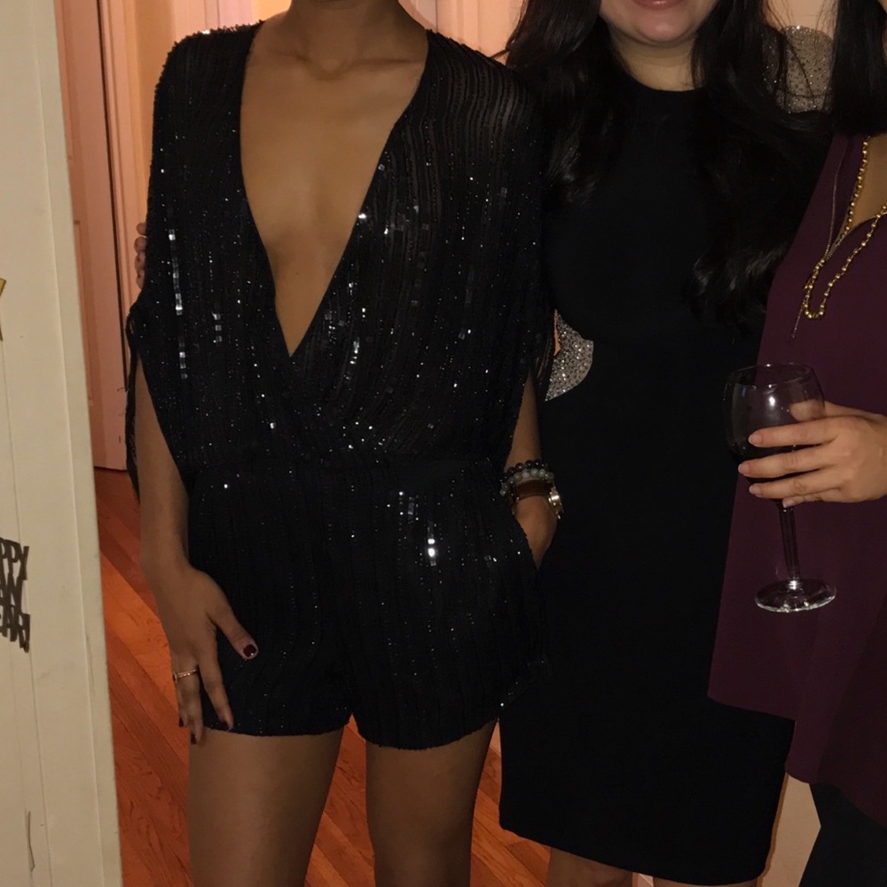 Elegant Black Sequence & Beaded Jumpsuit